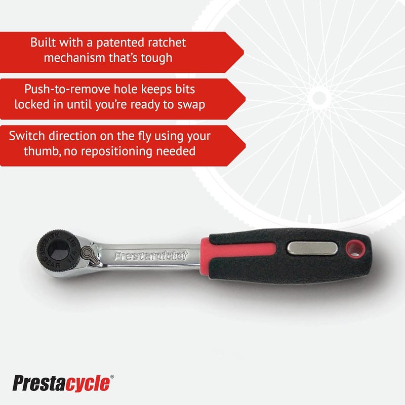 Prestacycle Prestaratchet 1/4" Hex Bits Mini Ratchet Tool - Image 3